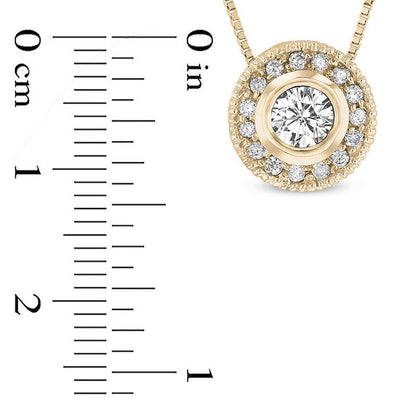 0.33 CT. T.W. Natural Diamond Frame Antique Vintage-Style Pendant in 14K Gold (I/SI2)