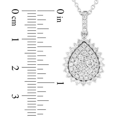 1-0.1 CT. T.W. Composite Natural Diamond Teardrop Frame Pendant in 18K White Gold (G/SI2)