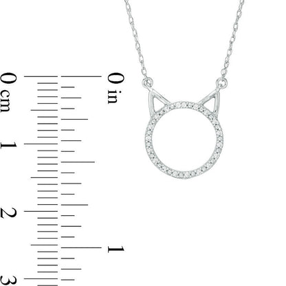 0.05 CT. T.W. Natural Diamond Cat Necklace in 10K White Gold