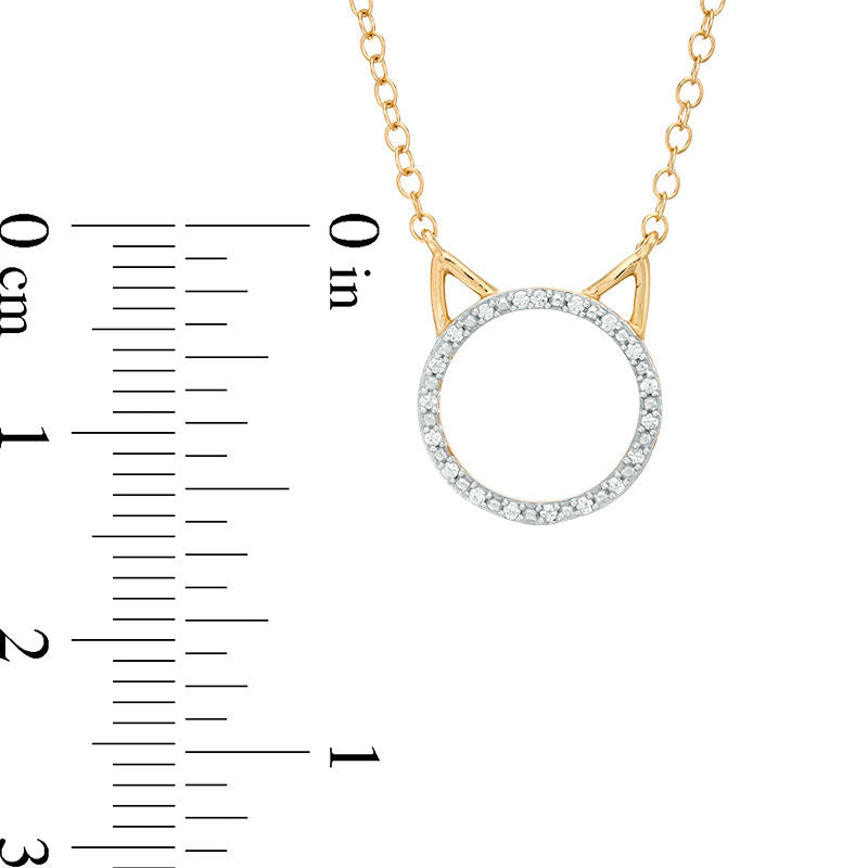 0.05 CT. T.W. Natural Diamond Cat Necklace in 10K Yellow Gold