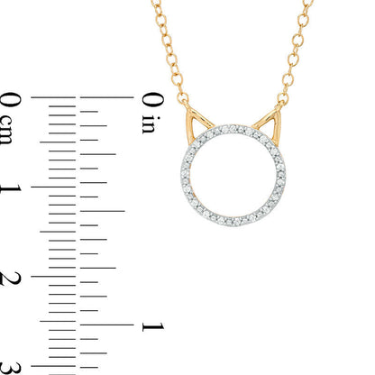 0.05 CT. T.W. Natural Diamond Cat Necklace in 10K Yellow Gold