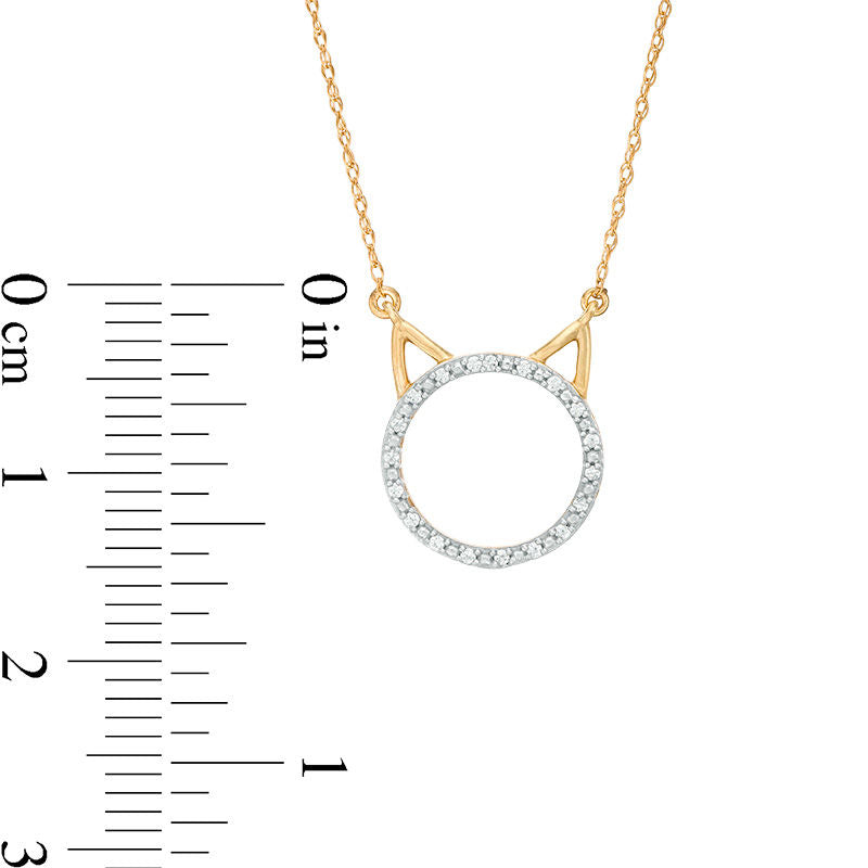 0.05 CT. T.W. Natural Diamond Cat Necklace in 10K Yellow Gold
