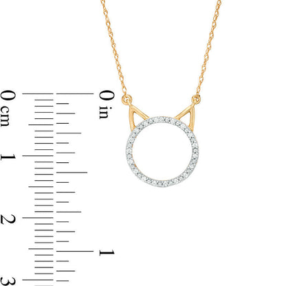 0.05 CT. T.W. Natural Diamond Cat Necklace in 10K Yellow Gold