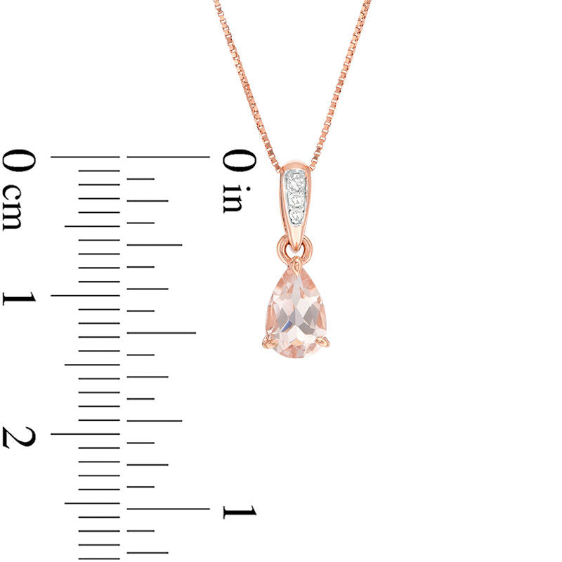 Pear-Shaped Morganite and Natural Diamond Accent Pendant in 10K Rose Gold