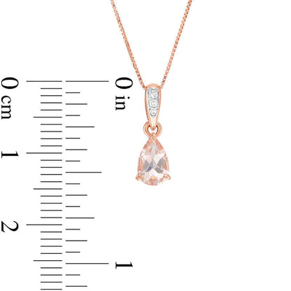 Pear-Shaped Morganite and Natural Diamond Accent Pendant in 10K Rose Gold