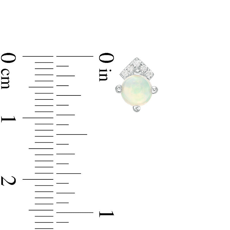 5.0mm Opal and 0.05 CT. T.W. Diamond Chevron Stud Earrings in 10K White Gold