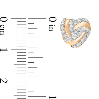 0.13 CT. T.W. Diamond Heart-Shaped Love Knot Stud Earrings in 10K Rose Gold