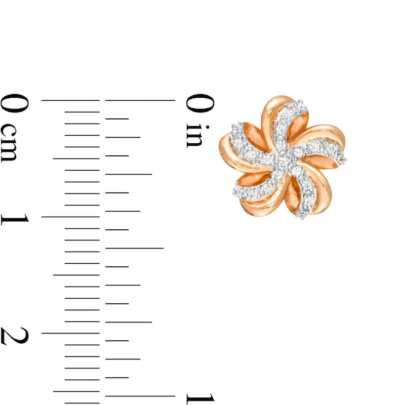 0.1 CT. T.W. Diamond Pinwheel Flower Stud Earrings in 10K Rose Gold