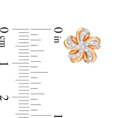 0.1 CT. T.W. Diamond Pinwheel Flower Stud Earrings in 10K Rose Gold