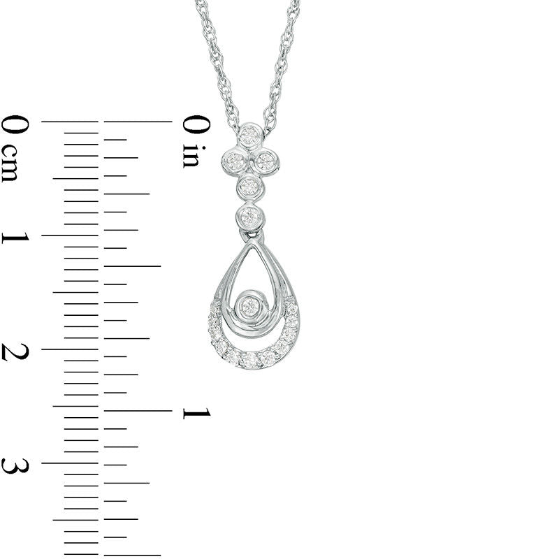 0.2 CT. T.W. Natural Diamond Double Teardrop Pendant in Sterling Silver