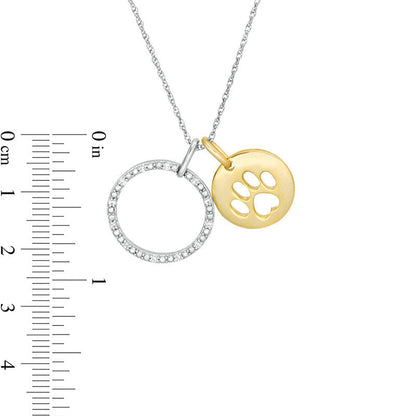 0.1 CT. T.W. Natural Diamond Open Circle and Dog Paw Disc Pendant in Sterling Silver and 14K Gold Plate