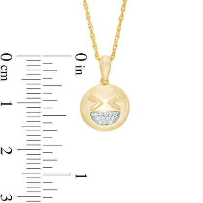 0.05 CT. T.W. Natural Diamond Smiley Face with Tightly Closed Eyes Pendant in Sterling Silver with 14K Gold Plate