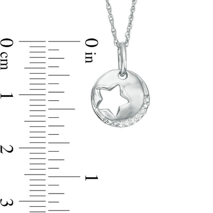 Natural Diamond Accent Star Cutout Circle Pendant in Sterling Silver