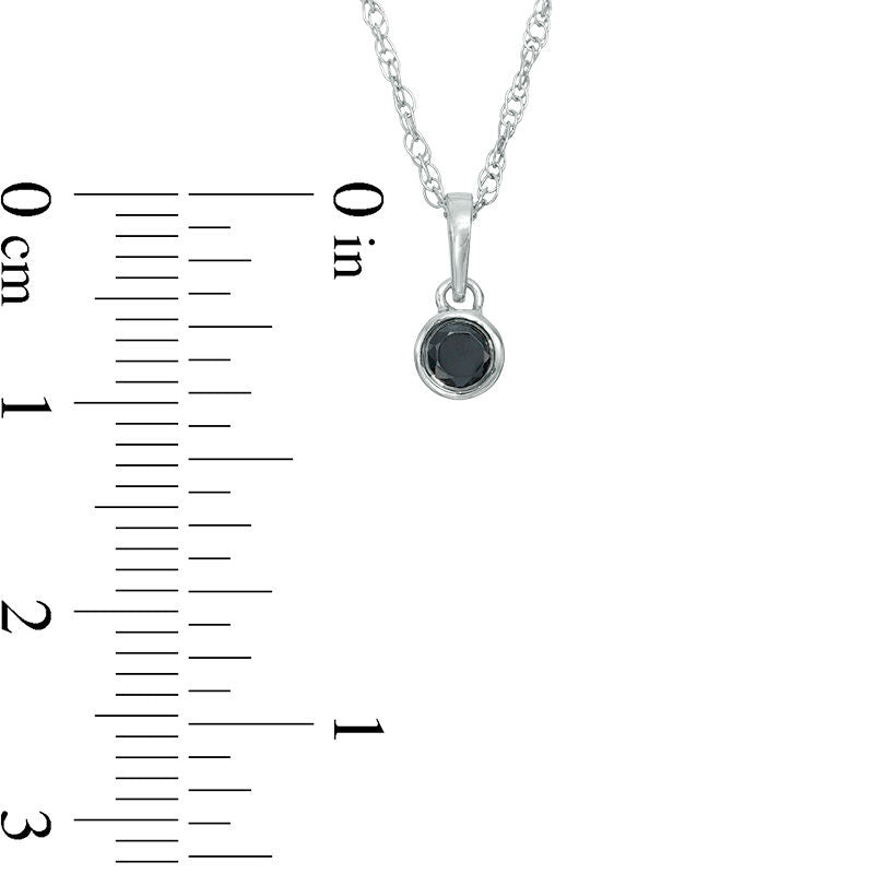 0.1 CT. Enhanced Black Natural Clarity Enhanced Solitaire Bezel-Set Pendant in 10K White Gold