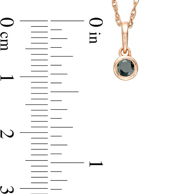 0.1 CT. Enhanced Black Natural Clarity Enhanced Solitaire Bezel-Set Pendant in 10K Rose Gold