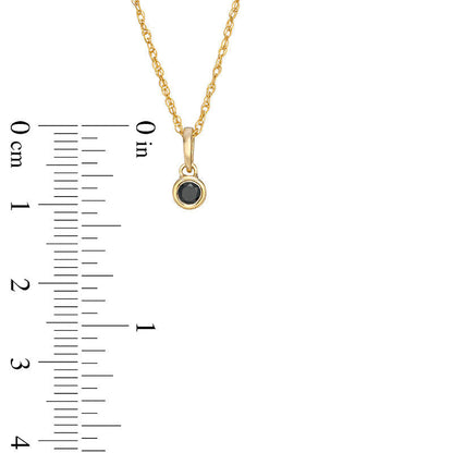 0.1 CT. Enhanced Black Natural Clarity Enhanced Solitaire Bezel-Set Pendant in 10K Yellow Gold