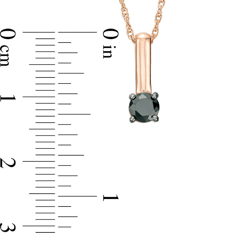 0.38 CT. Enhanced Black Natural Clarity Enhanced Solitaire Stick Drop Pendant in 10K Rose Gold