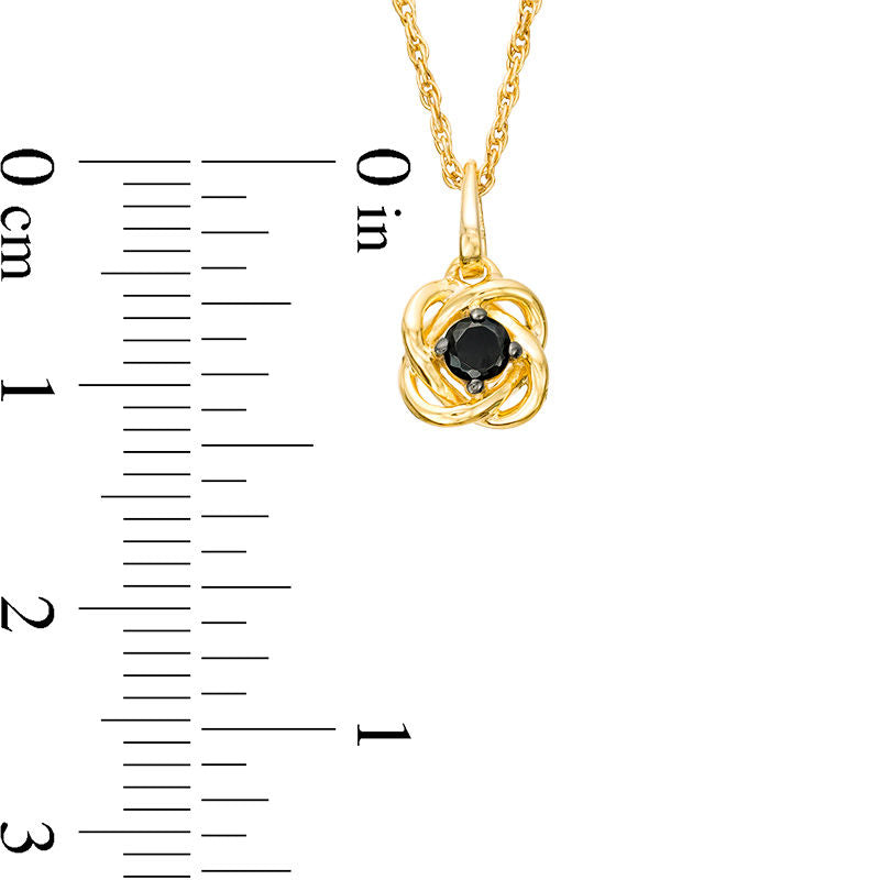0.1 CT. Enhanced Black Natural Clarity Enhanced Solitaire Swirl Frame Pendant in 10K Yellow Gold