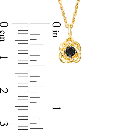 0.1 CT. Enhanced Black Natural Clarity Enhanced Solitaire Swirl Frame Pendant in 10K Yellow Gold