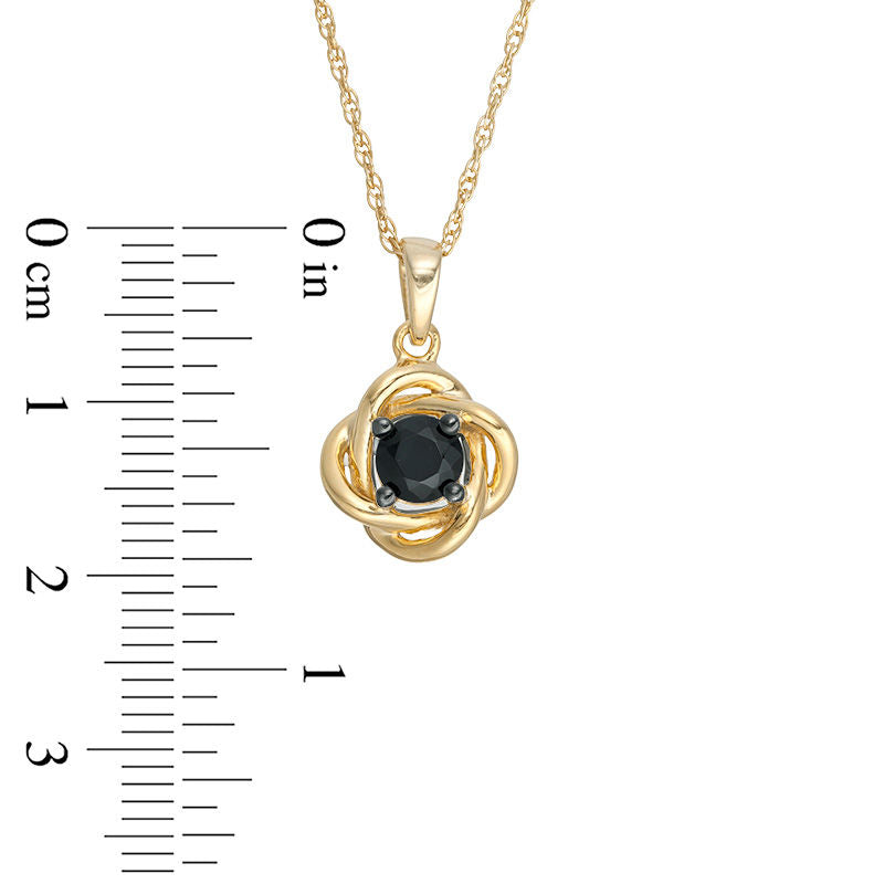 0.2 CT. Enhanced Black Natural Clarity Enhanced Solitaire Love Knot Pendant in 10K Yellow Gold