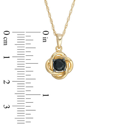 0.2 CT. Enhanced Black Natural Clarity Enhanced Solitaire Love Knot Pendant in 10K Yellow Gold