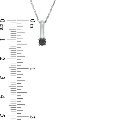 0.2 CT. Enhanced Black Natural Clarity Enhanced Solitaire Stick Drop Pendant in 10K White Gold