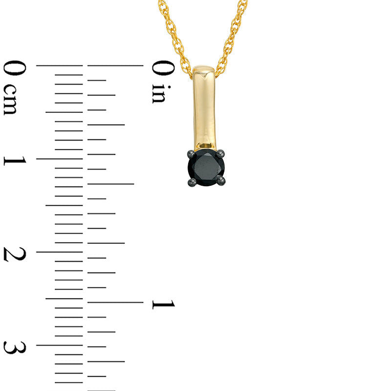 0.2 CT. Enhanced Black Natural Clarity Enhanced Solitaire Stick Drop Pendant in 10K Yellow Gold