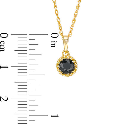 0.38 CT. Enhanced Black Natural Clarity Enhanced Solitaire Beaded Frame Pendant in 10K Yellow Gold