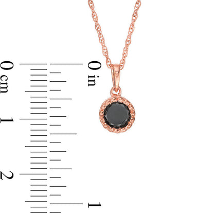 0.38 CT. Enhanced Black Natural Clarity Enhanced Solitaire Beaded Frame Pendant in 10K Rose Gold