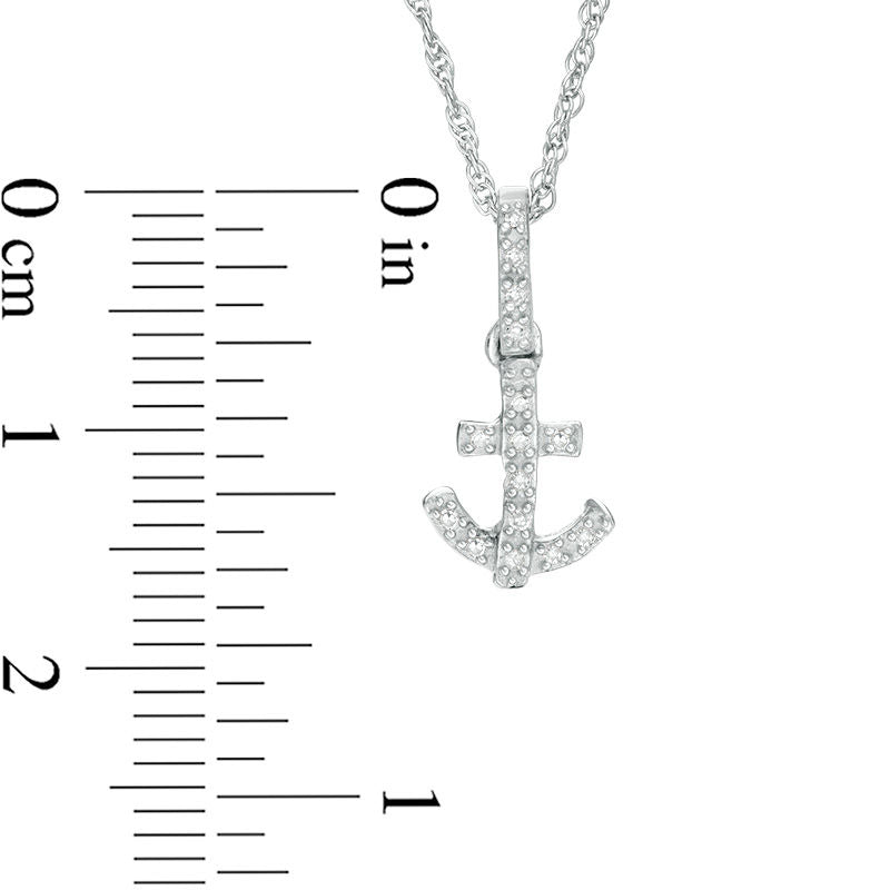 0.05 CT. T.W. Natural Diamond Anchor Pendant in Sterling Silver