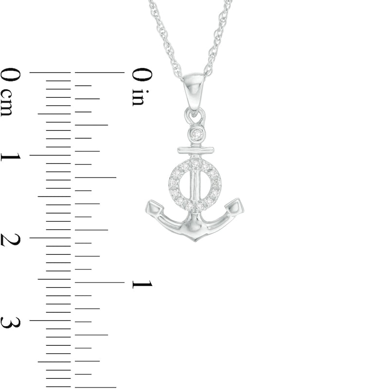 0.05 CT. T.W. Natural Diamond Anchor with Circle Pendant in Sterling Silver