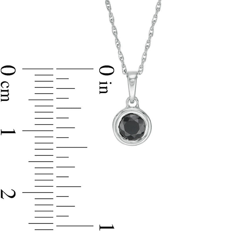 0.38 CT. Enhanced Black Natural Clarity Enhanced Bezel-Set Solitaire Pendant in 10K White Gold