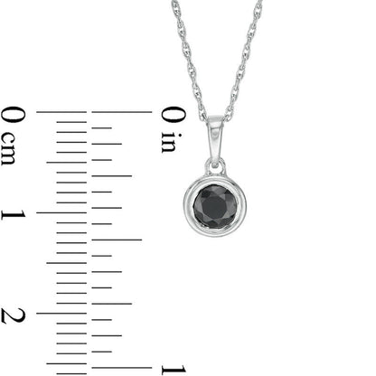 0.38 CT. Enhanced Black Natural Clarity Enhanced Bezel-Set Solitaire Pendant in 10K White Gold