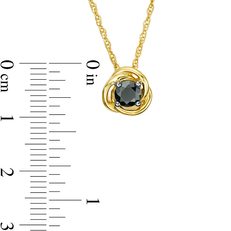 0.38 CT. Enhanced Black Natural Clarity Enhanced Solitaire Swirl Frame Pendant in 10K Yellow Gold