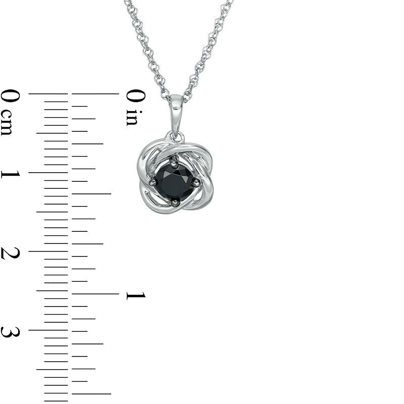 0.38 CT. Enhanced Black Natural Clarity Enhanced Solitaire Love Knot Pendant in 10K White Gold