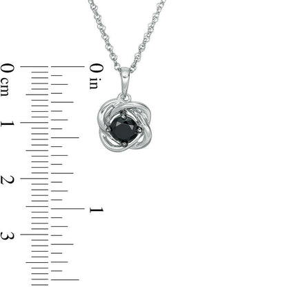 0.38 CT. Enhanced Black Natural Clarity Enhanced Solitaire Love Knot Pendant in 10K White Gold