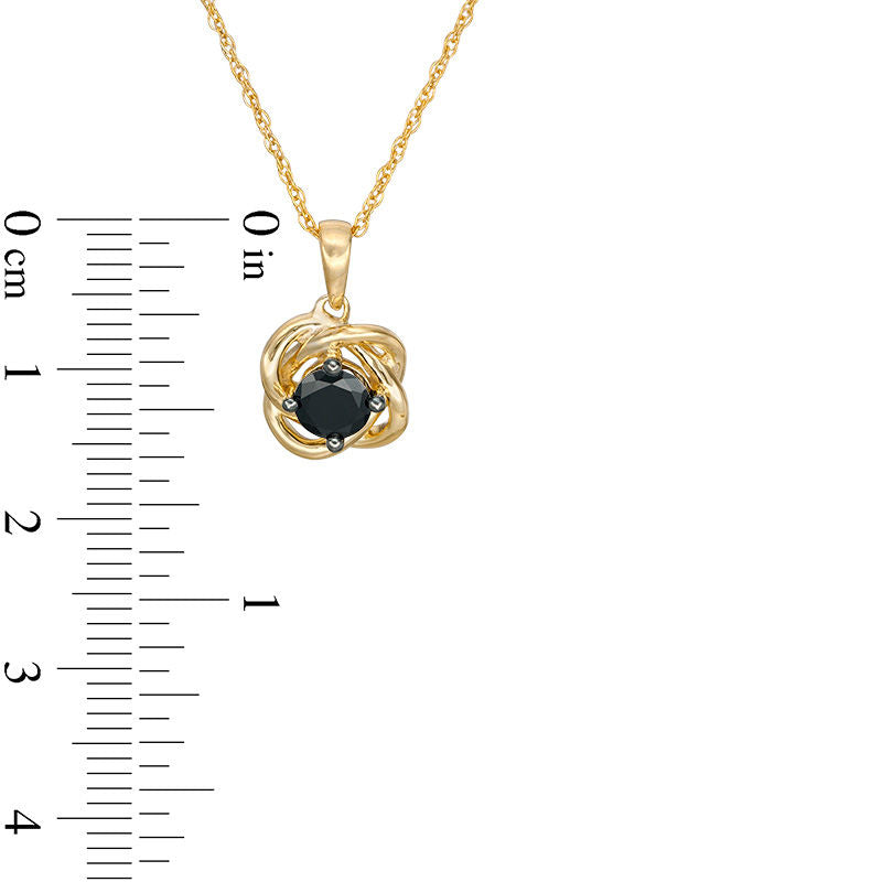 0.38 CT. Enhanced Black Natural Clarity Enhanced Solitaire Love Knot Pendant in 10K Yellow Gold