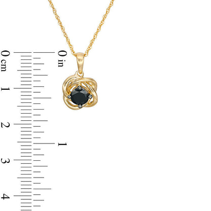 0.38 CT. Enhanced Black Natural Clarity Enhanced Solitaire Love Knot Pendant in 10K Yellow Gold
