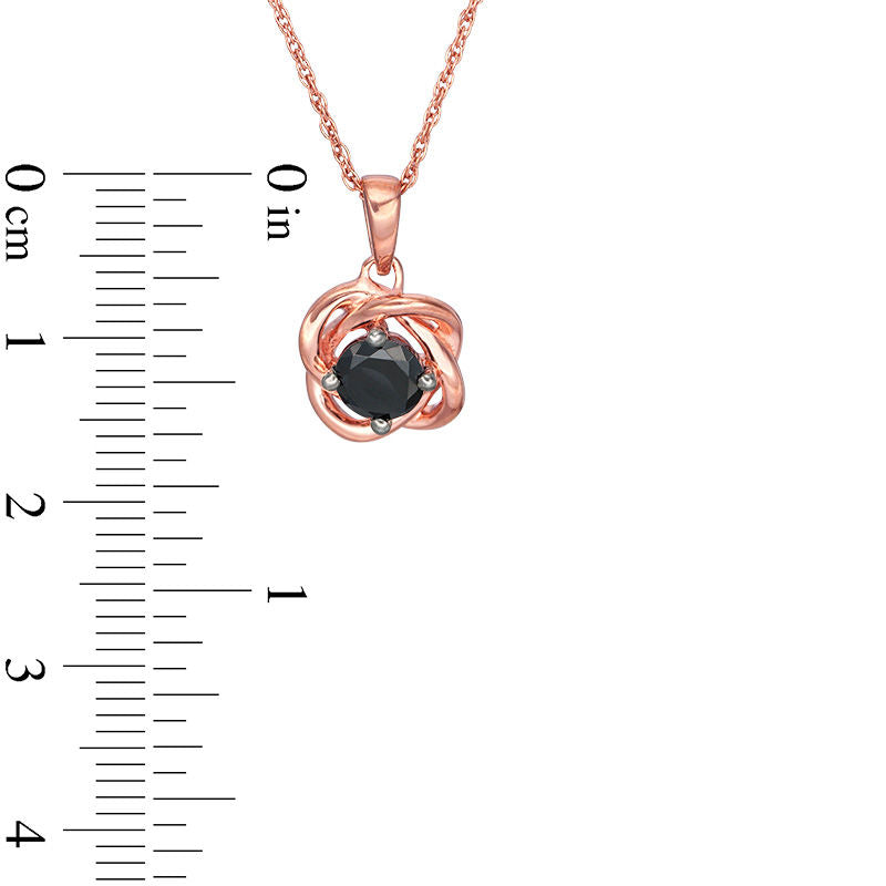 0.38 CT. Enhanced Black Natural Clarity Enhanced Solitaire Love Knot Pendant in 10K Rose Gold