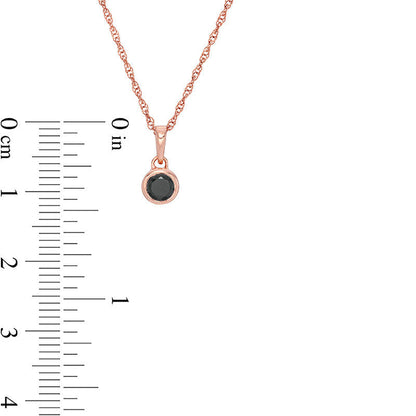 0.2 CT. Enhanced Black Natural Clarity Enhanced Bezel-Set Solitaire Pendant in 10K Rose Gold