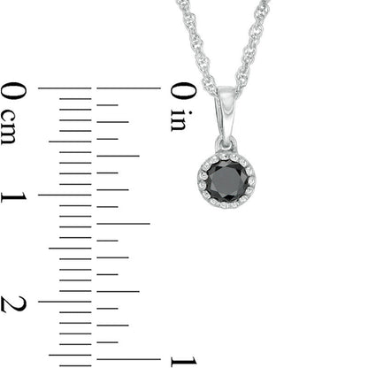 0.2 CT. Enhanced Black Natural Clarity Enhanced Solitaire Beaded Frame Pendant in 10K White Gold