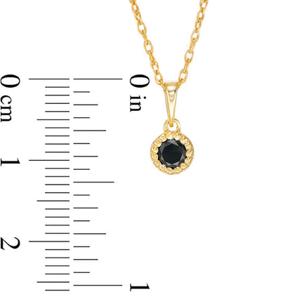 0.2 CT. Enhanced Black Natural Clarity Enhanced Solitaire Beaded Frame Pendant in 10K Yellow Gold