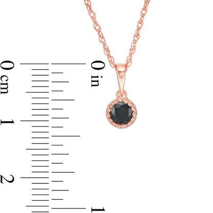 0.2 CT. Enhanced Black Natural Clarity Enhanced Solitaire Beaded Frame Pendant in 10K Rose Gold