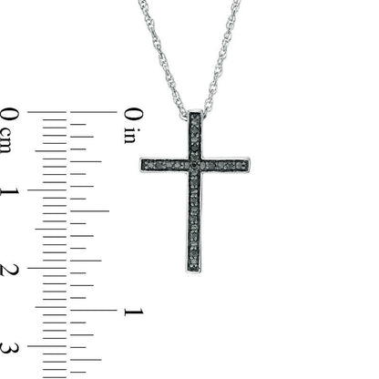 0.13 CT. T.W. Enhanced Black and White Natural Diamond Reversible Cross Pendant in Sterling Silver with Black Rhodium