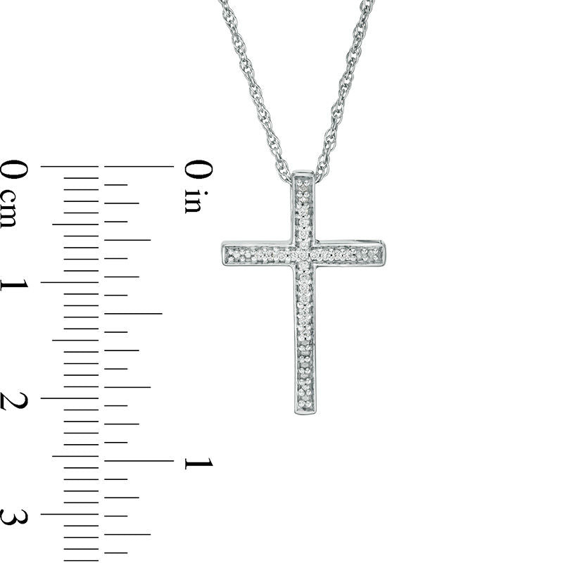 0.13 CT. T.W. Enhanced Black and White Natural Diamond Reversible Cross Pendant in Sterling Silver with Black Rhodium