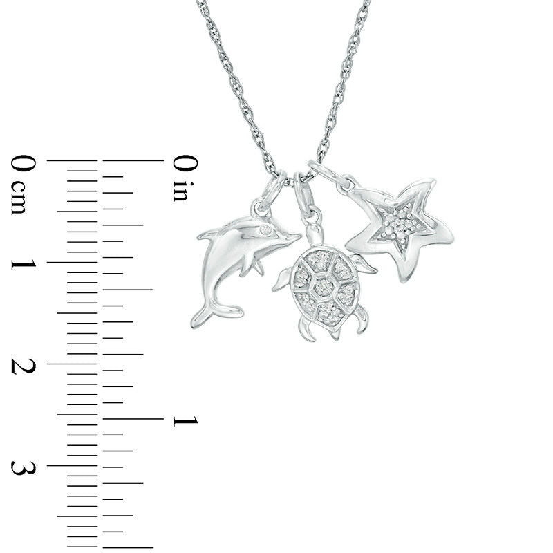 0.05 CT. T.W. Natural Diamond Sea Life Themed Charm Pendant in Sterling Silver