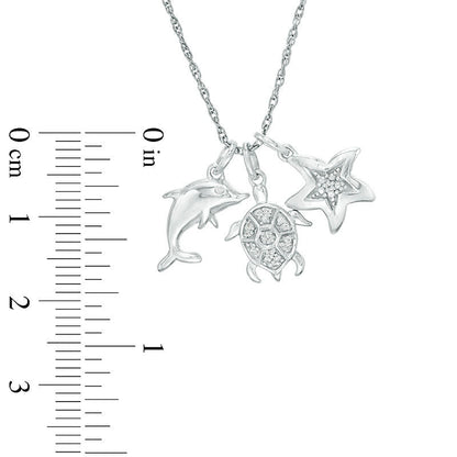0.05 CT. T.W. Natural Diamond Sea Life Themed Charm Pendant in Sterling Silver