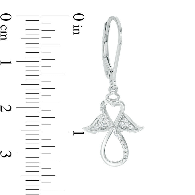 0.13 CT. T.W. Diamond Sideways Heart-Top Infinity Angel Drop Earrings in 10K White Gold