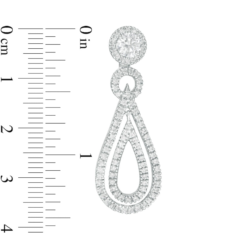 1 CT. T.W. Diamond Frame and Double Open Teardrop Earring Jackets in 14K White Gold