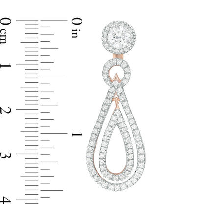 1 CT. T.W. Diamond Frame and Double Open Teardrop Earring Jackets in 14K Rose Gold